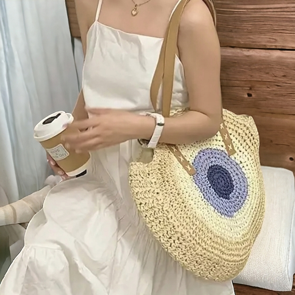 Stylish Cream and Blue Women's Tote Bag